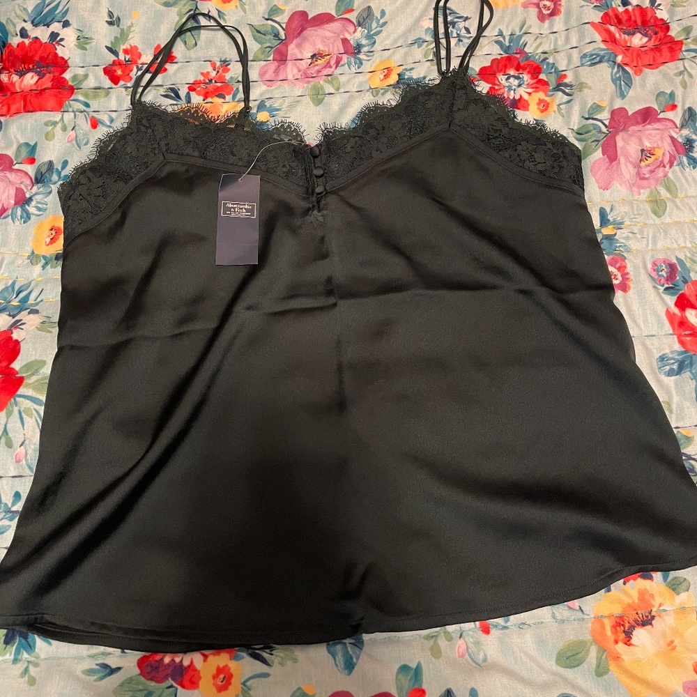 Abercrombie silk and lace cami (pine green)